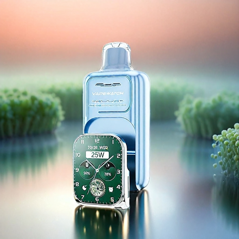 Jnr Vape Watch 30000 Puffs France Grosiste - Myrtille Pastèque (30 000 bouffés, 1000mAh, 19 ml, 5% de nicotine, bobine à double mailles, charge Rapide Type-C)