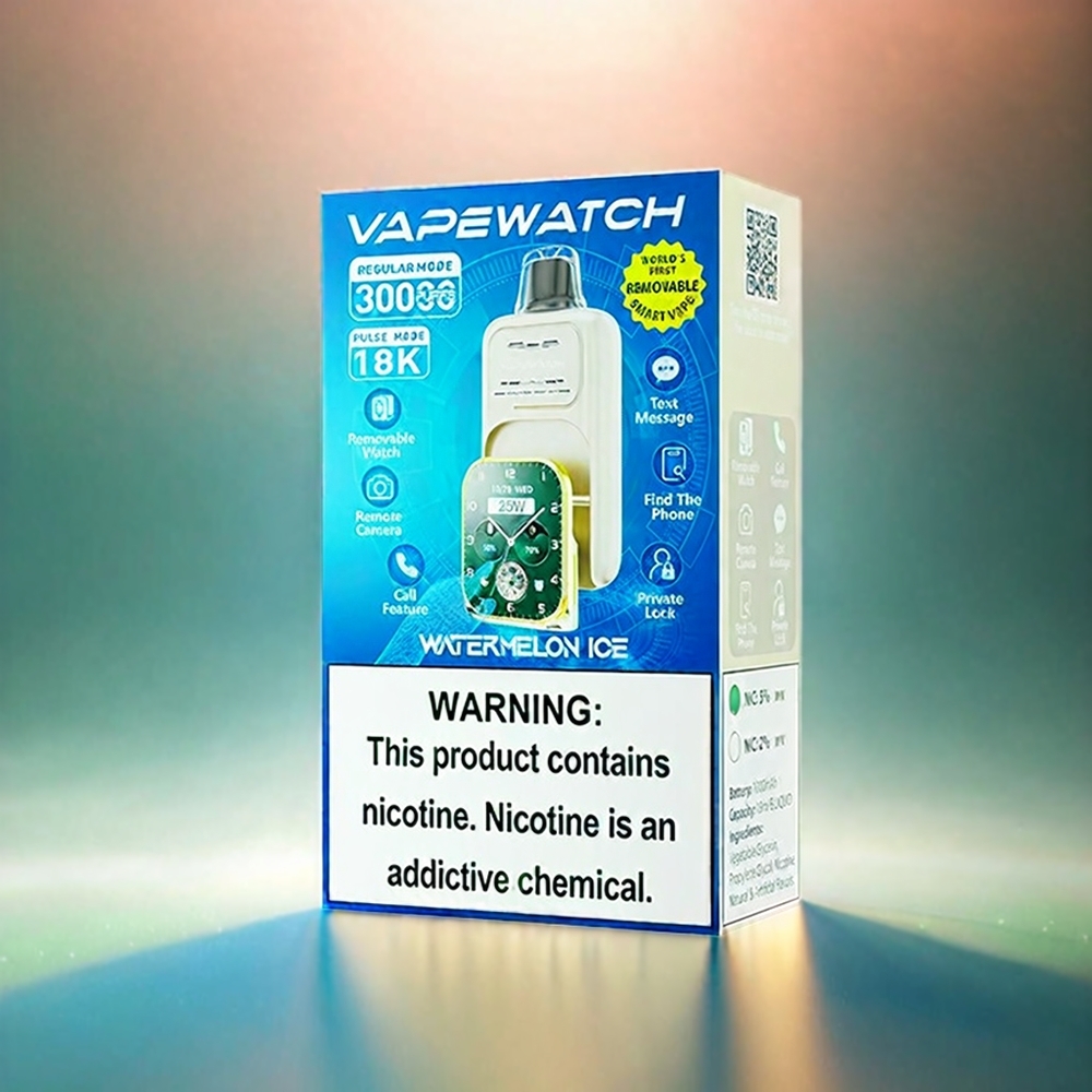 Jnr Vape Watch 30000 Puffs France Grosiste - Pastèque Glacée, 19 ml, bobine à double mailles, charge Rapide Type-C