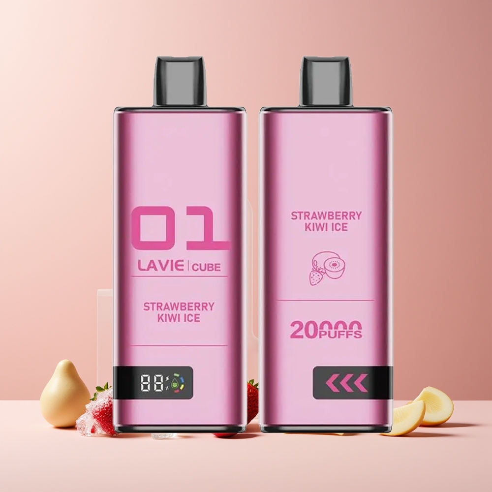 Lavie Cube 20000 Puffs France Grossiste - E-liquide 28ML, Batterie 600mAh, Port Type C, Fraise Kiwi Glace