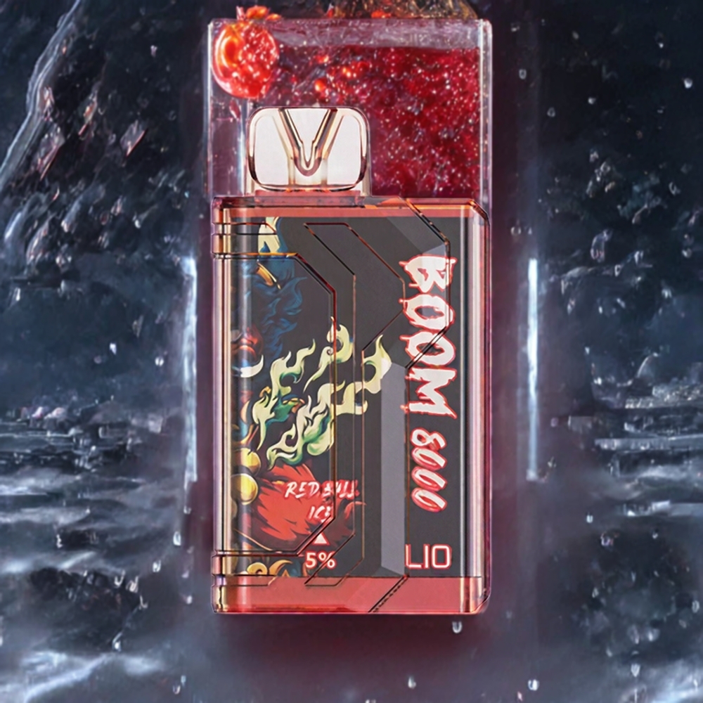 LIO BOOM PRO 8000 Puffs France Grossiste - Dispositif de Vape Jetable avec 15ml de E-liquide et Batterie 650mAh (Red Bull Glace)