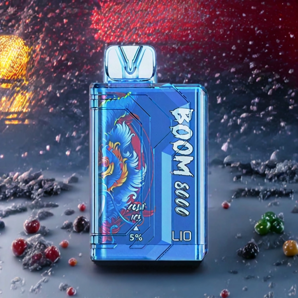 LIO BOOM PRO 8000 Puffs France Grossiste - Dispositif de Vape Jetable avec 15ml de E-liquide et Bobine Mesh - Saveur Cola Glacﾨﾦ