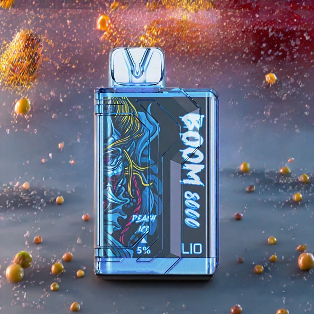 LIO BOOM PRO 8000 Puffs France Grossiste - PC/PCTG 15ml - 5% Nicotine - Type-C Charge - Pﾨﾺche Glacﾨﾦe