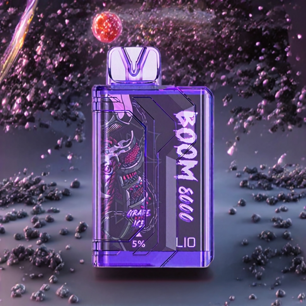 LIO BOOM PRO 8000 Puffs France Grossiste Vape jetable Glace Raisin avec Batterie 650mAh et Recharge Type-C