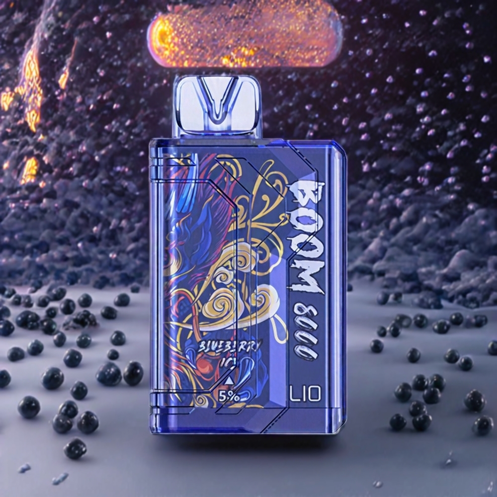 LIO BOOM PRO 8000 Puffs France Grossiste Vape jetable - Myrtille Glacﾨﾦ (15ml, 5%, Charge Type-C)