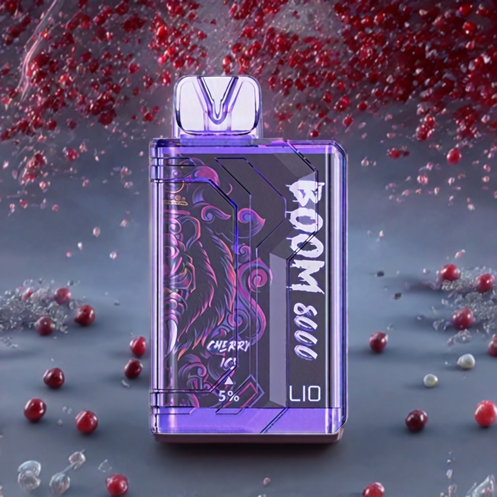 LIO BOOM PRO 8000 Puffs France grossiste Vape jetable Cerise Glace - 15ml, 5% Nicotine, Charge Type-C