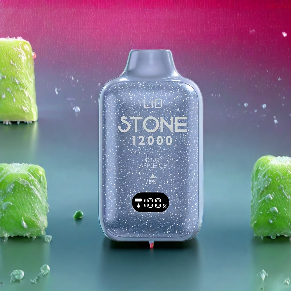 LIO Stone 12000 Puffs France Grossiste ﾨC E-liquide 18ML, Type-C, 1.0 Ohm Mesh Coil ﾨC Pomme Acidulﾨﾦe Glacﾨﾦe