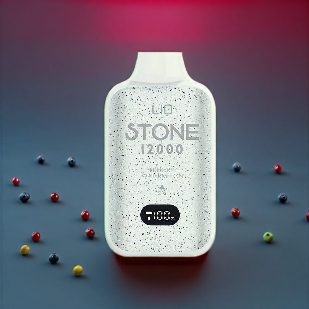 LIO Stone 12000 Puffs France grossiste ﾨC E-liquide 18ML, Batterie 550mAh, Type-C ﾨC Myrtille Pastﾨﾨque (Blueberry Watermelon)