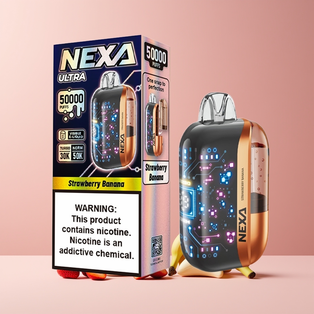 NEXA Ultra 50K Disposable Vape France Grossiste - 20ml, 800mAh, 50000 Puffs, 5% Nicotine, Fraise Banane