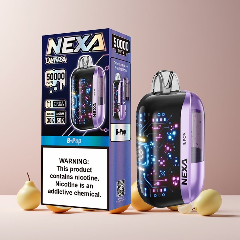 NEXA Ultra 50K Disposable Vape France Grossiste - 20ml Capacité Préremplie, 50000 Puffs, 5% Nicotine, Écran Courbé 3D