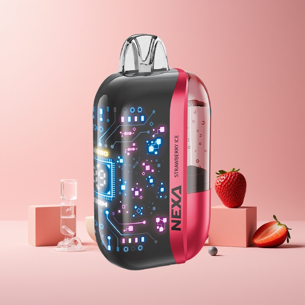 NEXA Ultra 50K Disposable Vape France grossiste - 20ml, 50000 Puffs, 5% Nicotine, Écran Courbé 3D, Fraise Glacée