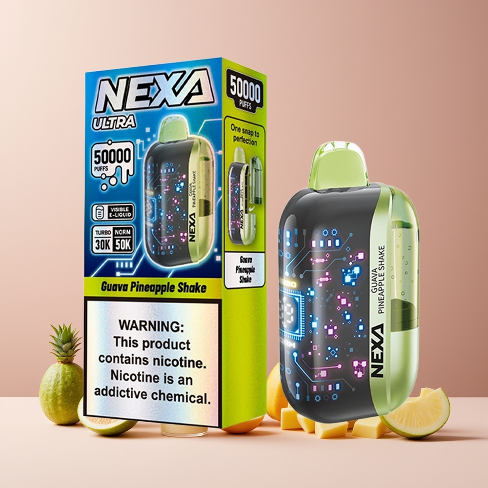 NEXA Ultra 50K France grossiste Disposable Vape - Goyave Ananas Shake - 20ml, 5% Nicotine, 50000 Puffs, Écran Courbe 3D