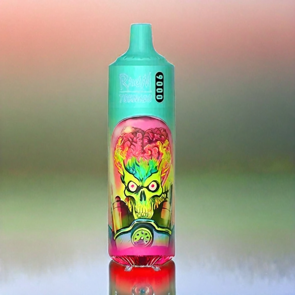 Randm Tornado 9000 Puffs France Grosiste - 18 ml 850 MAH RECHARGable AVEC COIL MESH ET AFFICHAGE RGB - FLAISE FRAMBOISE (framboise de fraise)