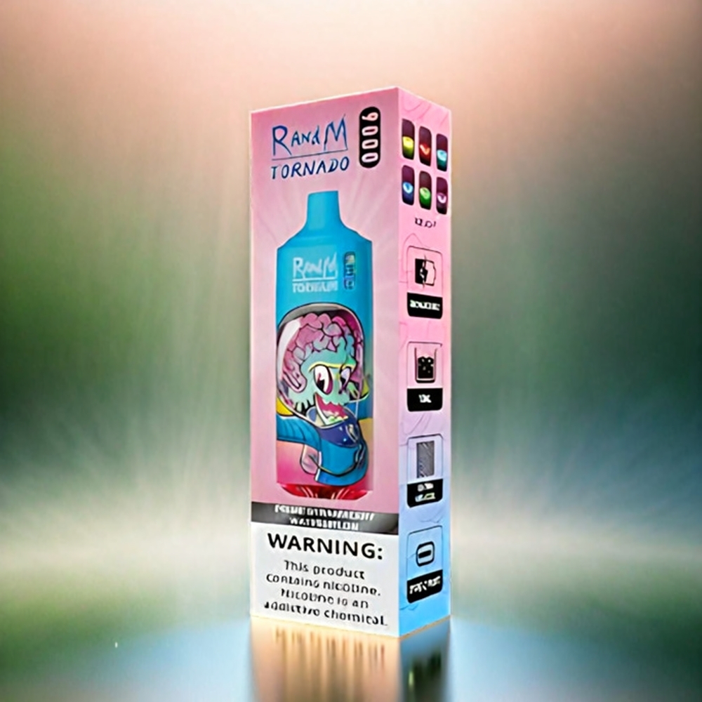 Randm Tornado 9000 Puffs France Grosiste - 18 ml de bobine en filet, affichage RGB, 54 Variétés, Prime Fulse Pastèque