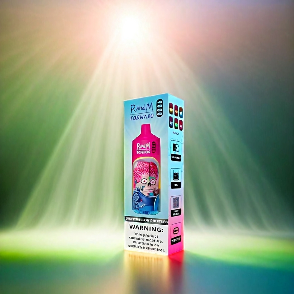 Randm Tornado 9000 Puffs France Grosiste - Rechargeable 850 MAH, 18 ml de e-liquide, maillot de bobine, Affichage RGB, SAVEUR PASTELE SKITTLES