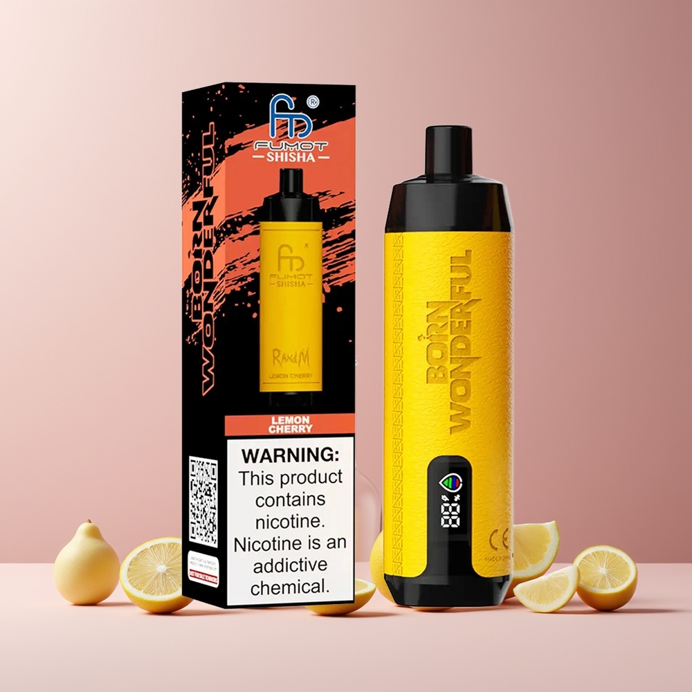 RandM Fumot Shicha 10000 Puffs France Grossiste - E-liquide Prérempli 18ml, Batterie 850 mAh, Coil Mesh 0.6ohm, Port Type-C, 0.5% Nicotine, Citron Cerise