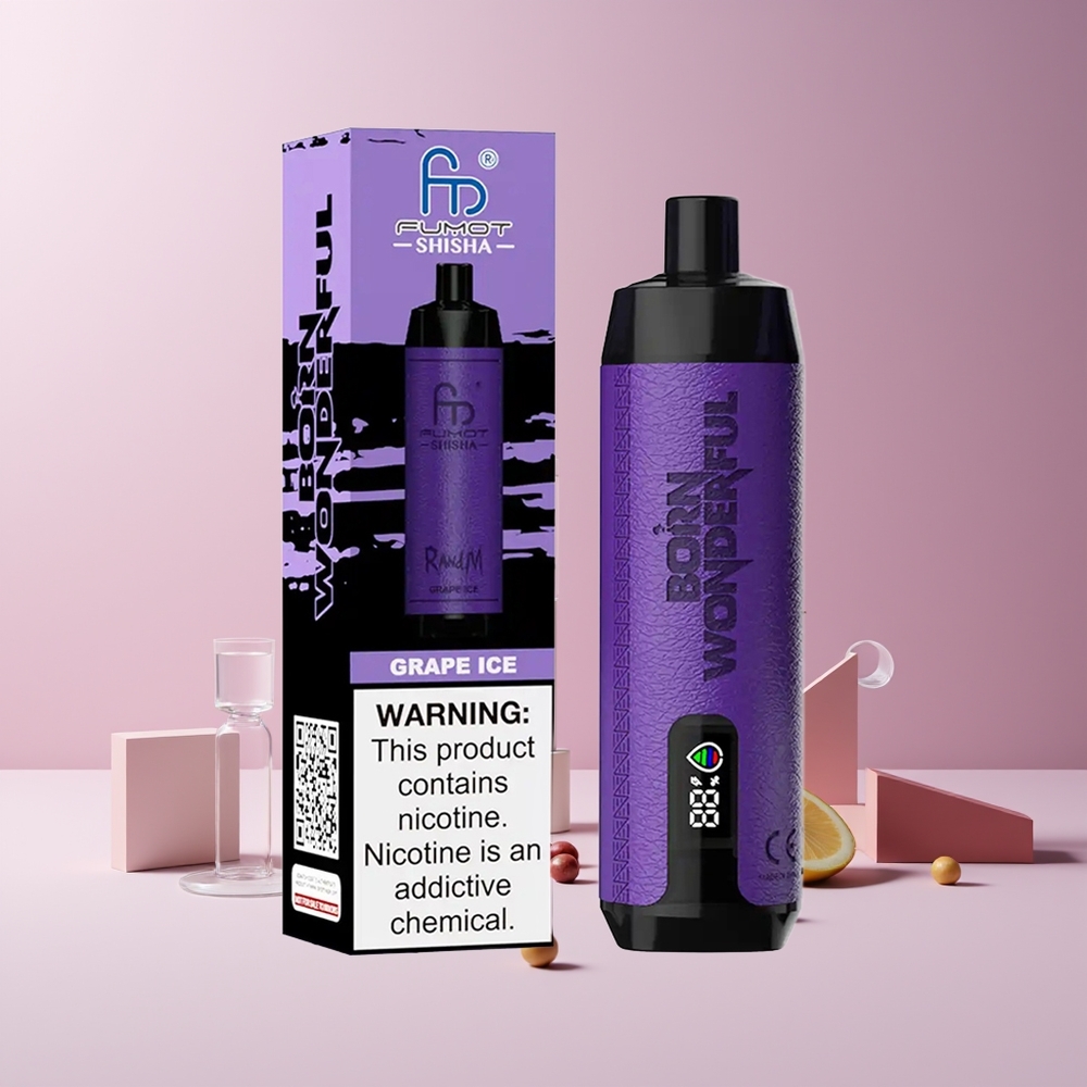RandM Fumot Shicha 10000 Puffs France Grossiste - Glace Raisin avec LED, 18ml et Batterie 850 mAh