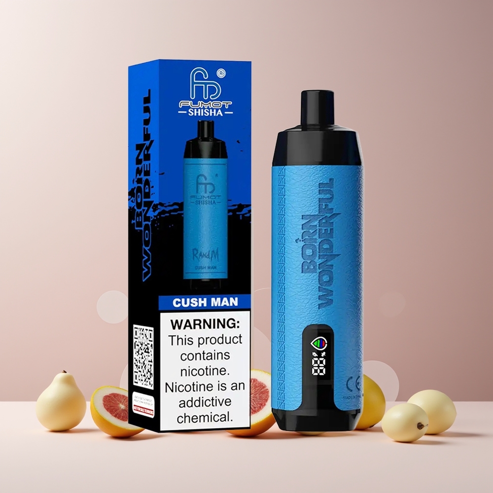 RandM Fumot Shisha 10000 Puffs France Grossiste Disposable Vape avec LED, 18ml e-Liquide Prérempli et Batterie 850 mAh - Cush Man (Homme Confortable)