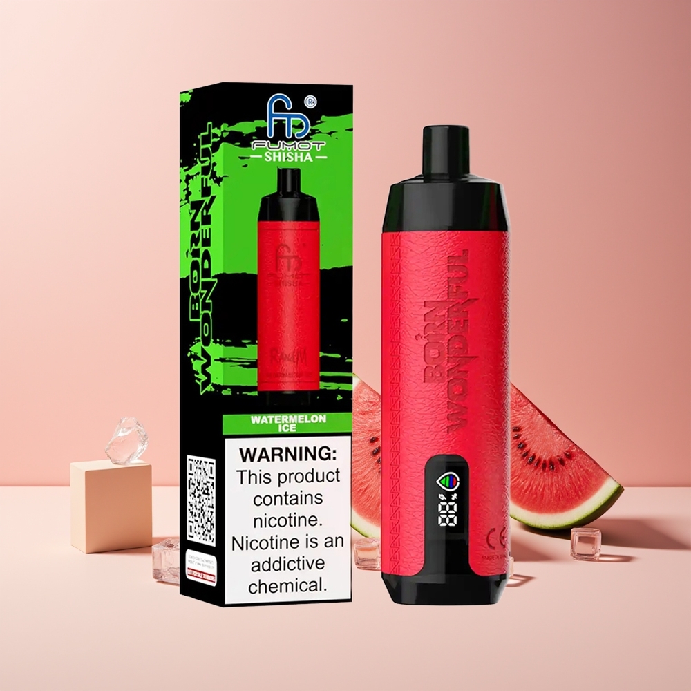 RandM Fumot Shisha 10000 Puffs France Grossiste - E-Liquide Prérempli 18ml, Batterie 850 mAh, Glace Pastèque