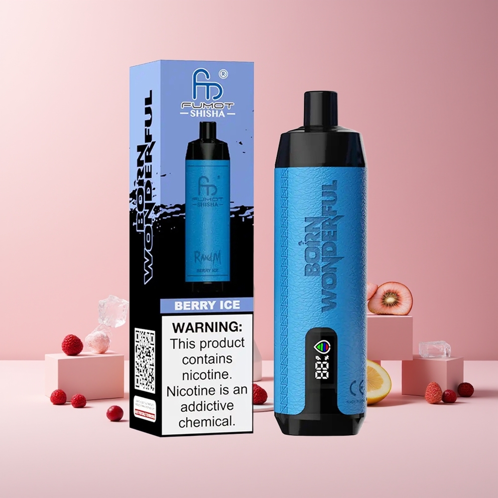 RandM Fumot Shisha 10000 Puffs France Grossiste - E-liquide Prérempli 18ml, Batterie 850 mAh, Glace aux Baies