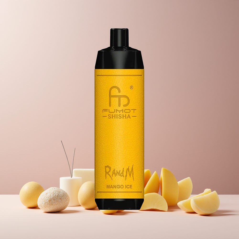 RandM Fumot Shisha 10000 Puffs France Grossiste avec Indicateur LED, 18ml e-Liquide Prérempli et Glace Mangue