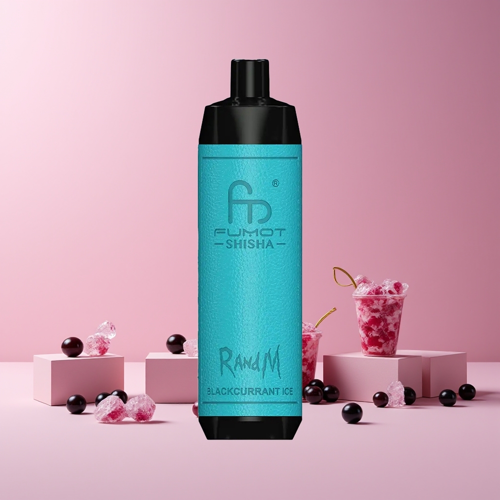 RandM Fumot Shisha 10000 Puffs France grossiste - 18ml e-Liquide Prérempli, 850 mAh, Type-C - Cassis Glacé