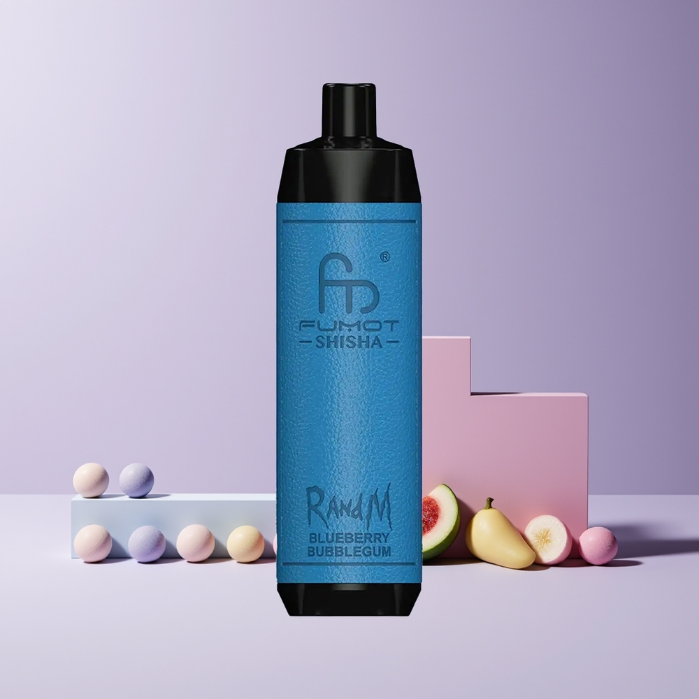 RandM Fumot Shisha 10000 Puffs France grossiste - 18ml e-liquide prérempli, 850 mAh, Bubblegum Myrtille (Blueberry Bubblegum)
