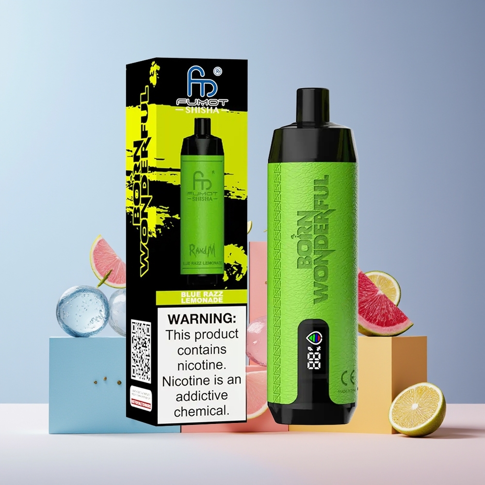 RandM Fumot Shisha France grossiste 10000 Puffs 18ml 850 mAh Type-C Bleu Citronnade Framboisée