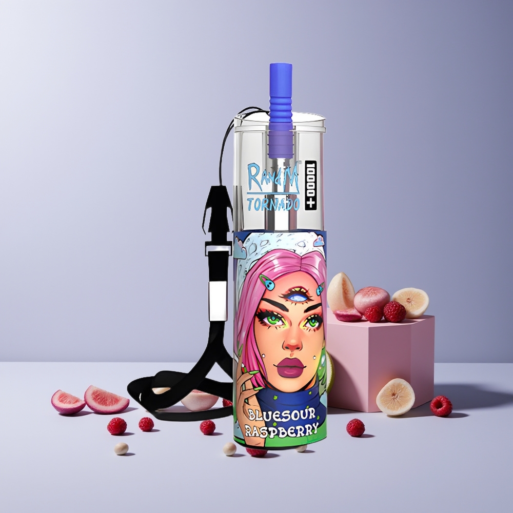 Fumot Original RandM Tornado 10000 Plus Disposable Vape France grossiste - 10000 Puffs, 20 ml, Bobine Mesh, Lumières RGB, Framboise Bleue