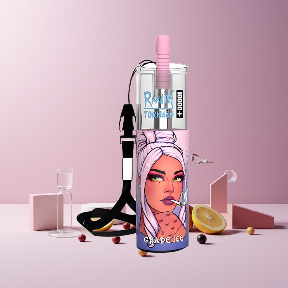 Fumot Original RandM Tornado 10000 Plus Disposable Vape Glace Raisin avec Mesh Coil et Lumières RGB - France grossiste
