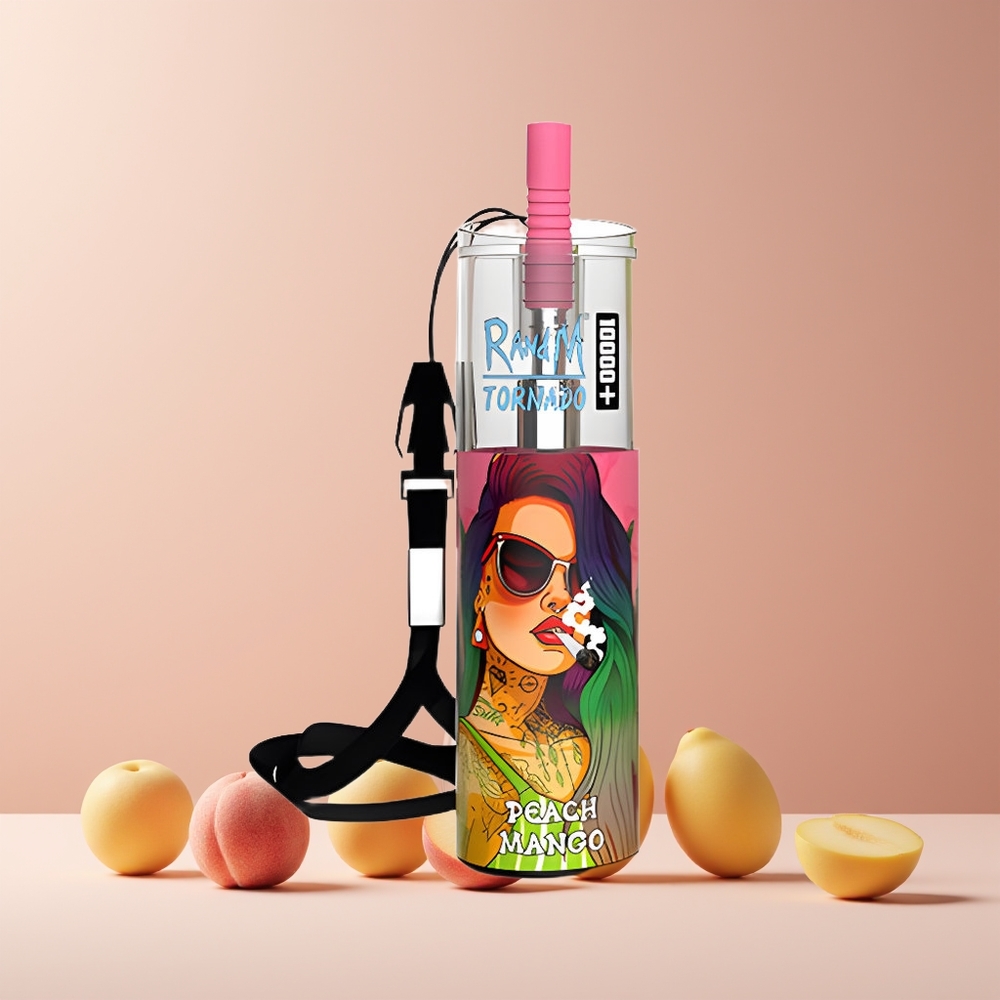 Fumot Original RandM Tornado 10000 Plus Disposable Vape Pêche Mangue - 20 ml, 5% Nicotine, 850 mAh, France grossiste