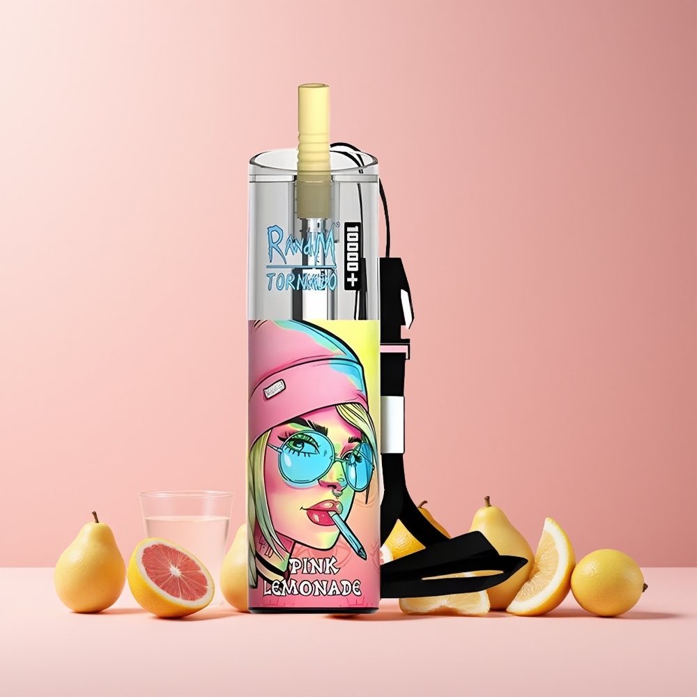 Fumot Original RandM Tornado 10000 Plus France Grossiste - 20 ml, 850 mAh, Lumières RGB, Coil Mesh, Citron Rose