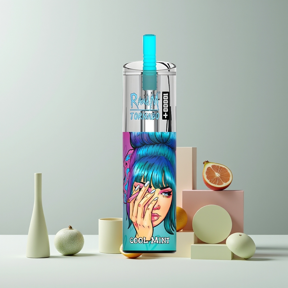 Fumot Original RandM Tornado 10000 Plus France Grossiste Vape Disposable Menthe Glacée - 20 ml, 5% Nicotine, Bobine Mesh, Lumières RGB