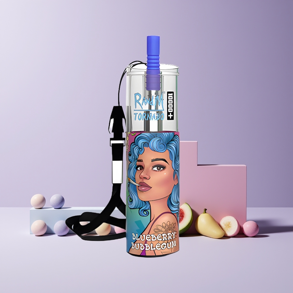 Fumot Original RandM Tornado 10000 Plus France grossiste Disposable Vape 20ml 5% Mesh Coil Type-C RGB Lights Bubblegum Myrtille