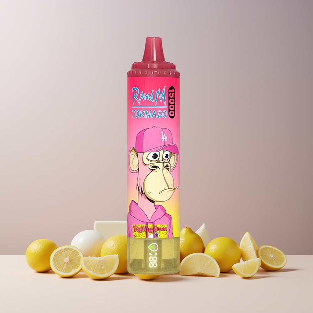 RandM Fumot Tornado 15000 Puffs - 25ml / 850mAh / 0.9 Ohm Mesh / LCD / Type-C / Citron - France Grossiste
