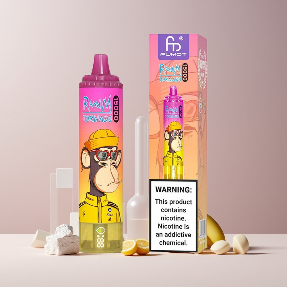 RandM Fumot Tornado 15000 Puffs France Grossiste - 25ml, 850mAh, 0.9 Ohm Mesh, Glace Banane