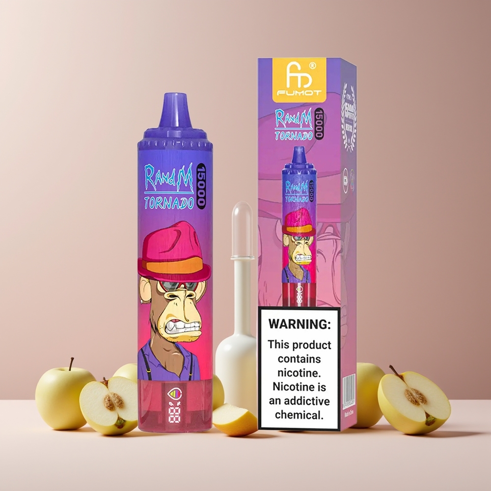 RandM Fumot Tornado 15000 Puffs France Grossiste - 25ml, 850mAh, Mesh Coil 0.9 Ohm, Pomme Acidulée