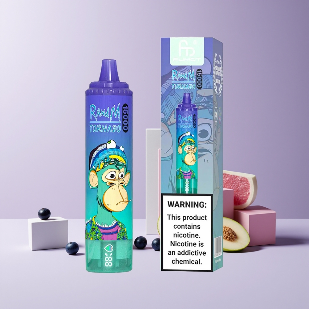 RandM Fumot Tornado 15000 Puffs France Grossiste - 25ml 850mAh Type-C Bleuet Glacé