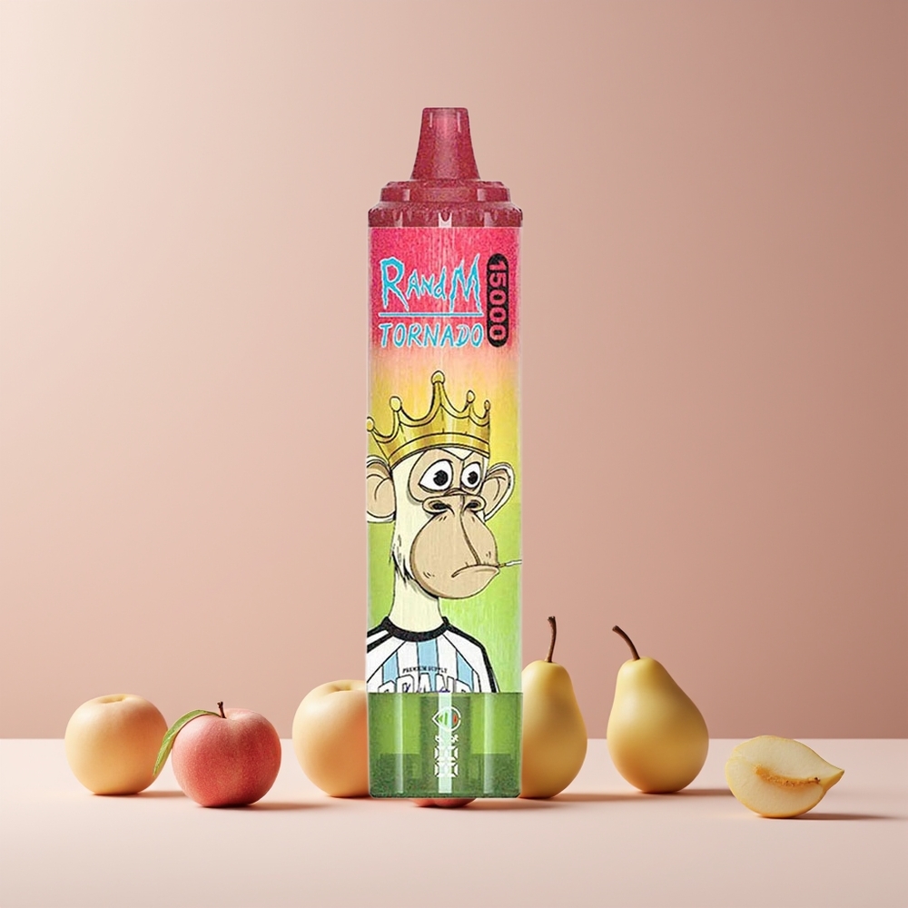 RandM Fumot Tornado 15000 Puffs France Grossiste - 25ml, 850mAh, Type-C, Écran LCD, Coil Mesh 0.9 Ohm, Pomme Pêche Poire