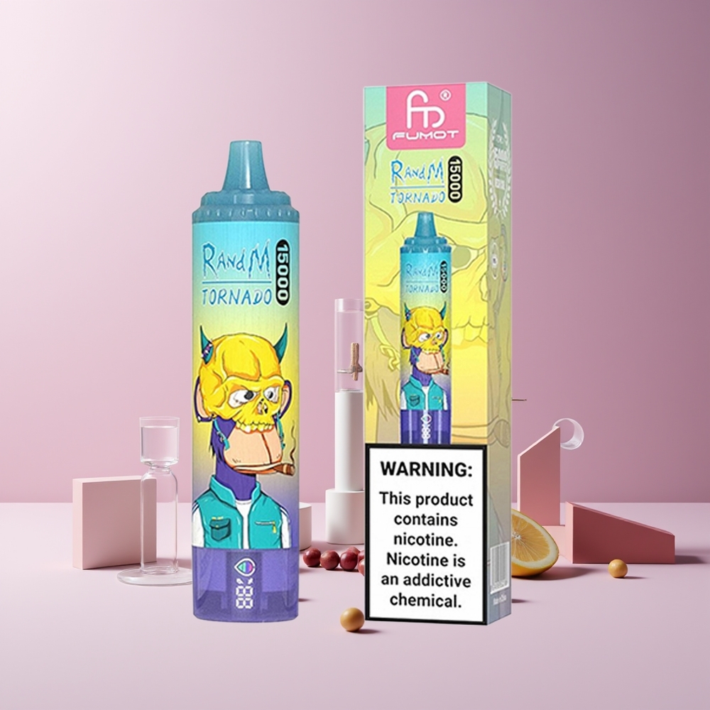 RandM Fumot Tornado 15000 Puffs France Grossiste - 25ml, 850mAh, Type-C, Écran LCD, Glace Raisin