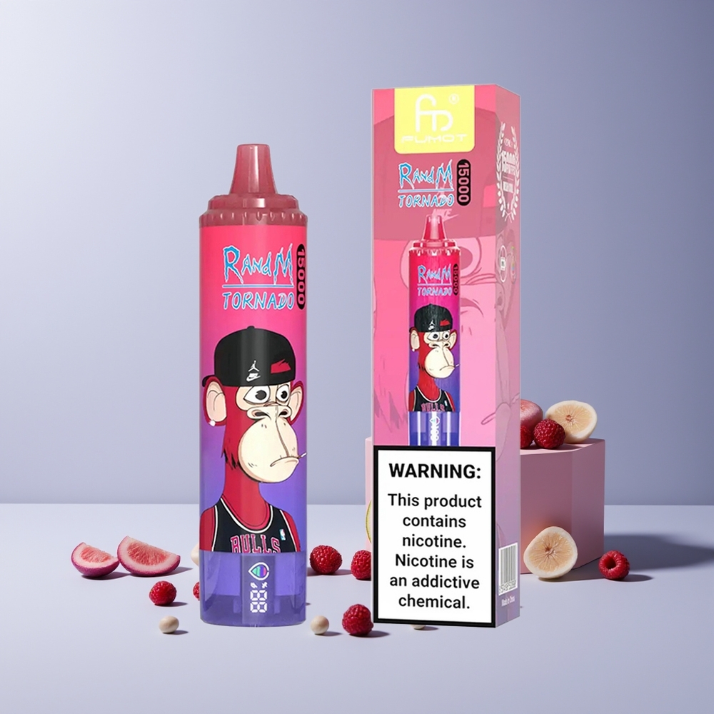 RandM Fumot Tornado 15000 Puffs France Grossiste - 25ml, 850mAh, Écran LCD, Technologie Mesh 0.9 Ohm, Bleu Framboise Aigre