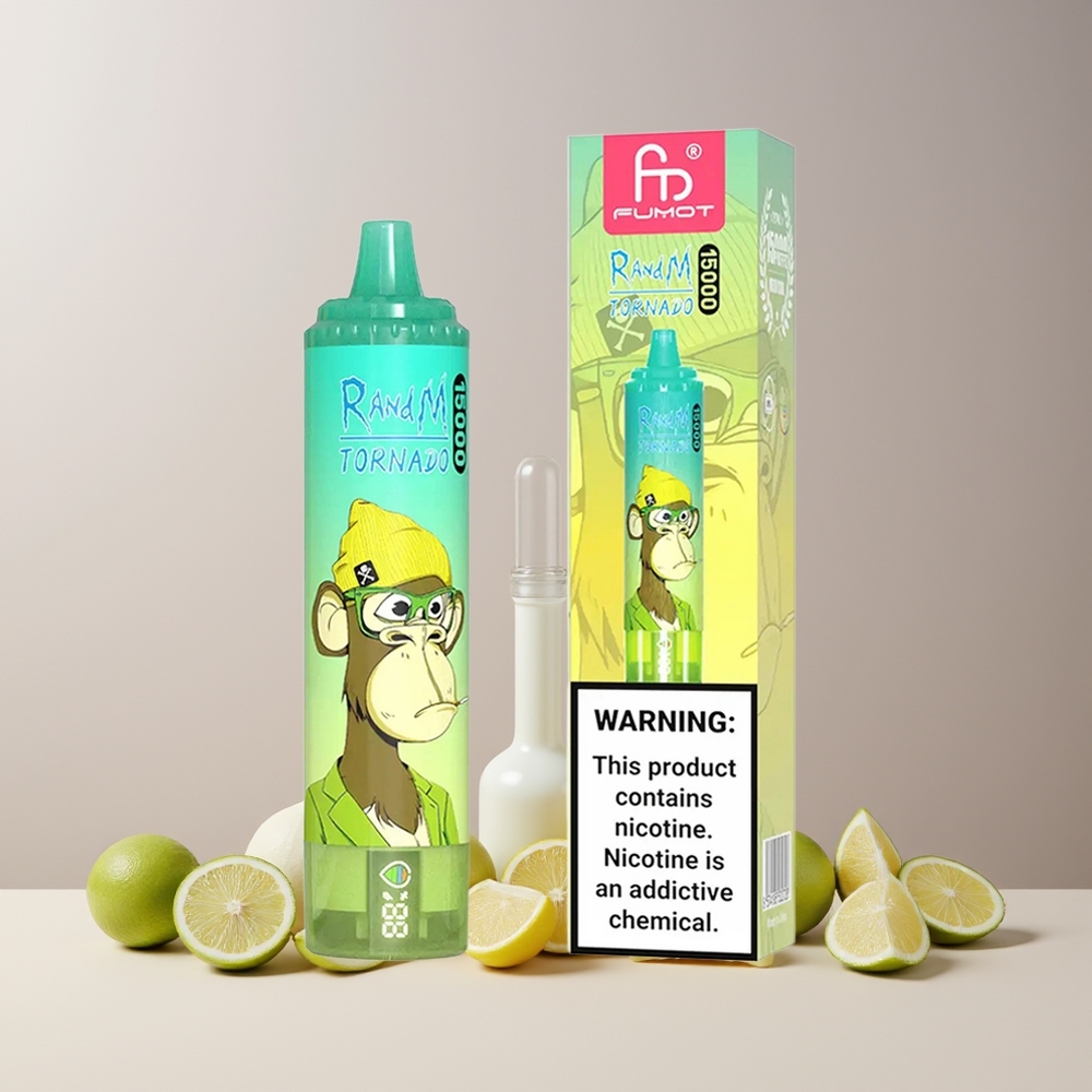 RandM Fumot Tornado 15000 Puffs France Grossiste – Citron Vert (25ml, 850mAh, 0.9 Ohm Mesh, Type-C)
