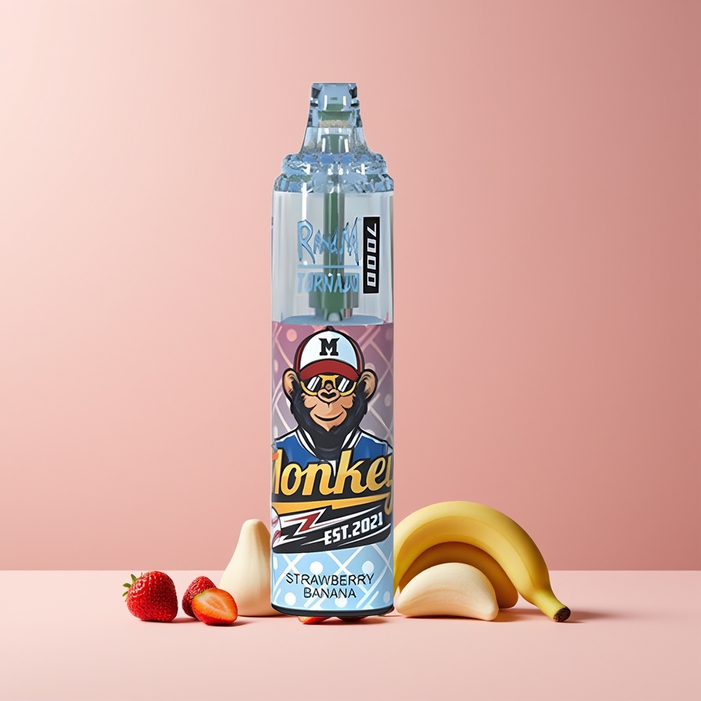 RandM Fumot Tornado 7000 Puffs France Grossiste - 14ML E-liquide, Batterie 850MAH, Bobine Mesh, Fraise Banane
