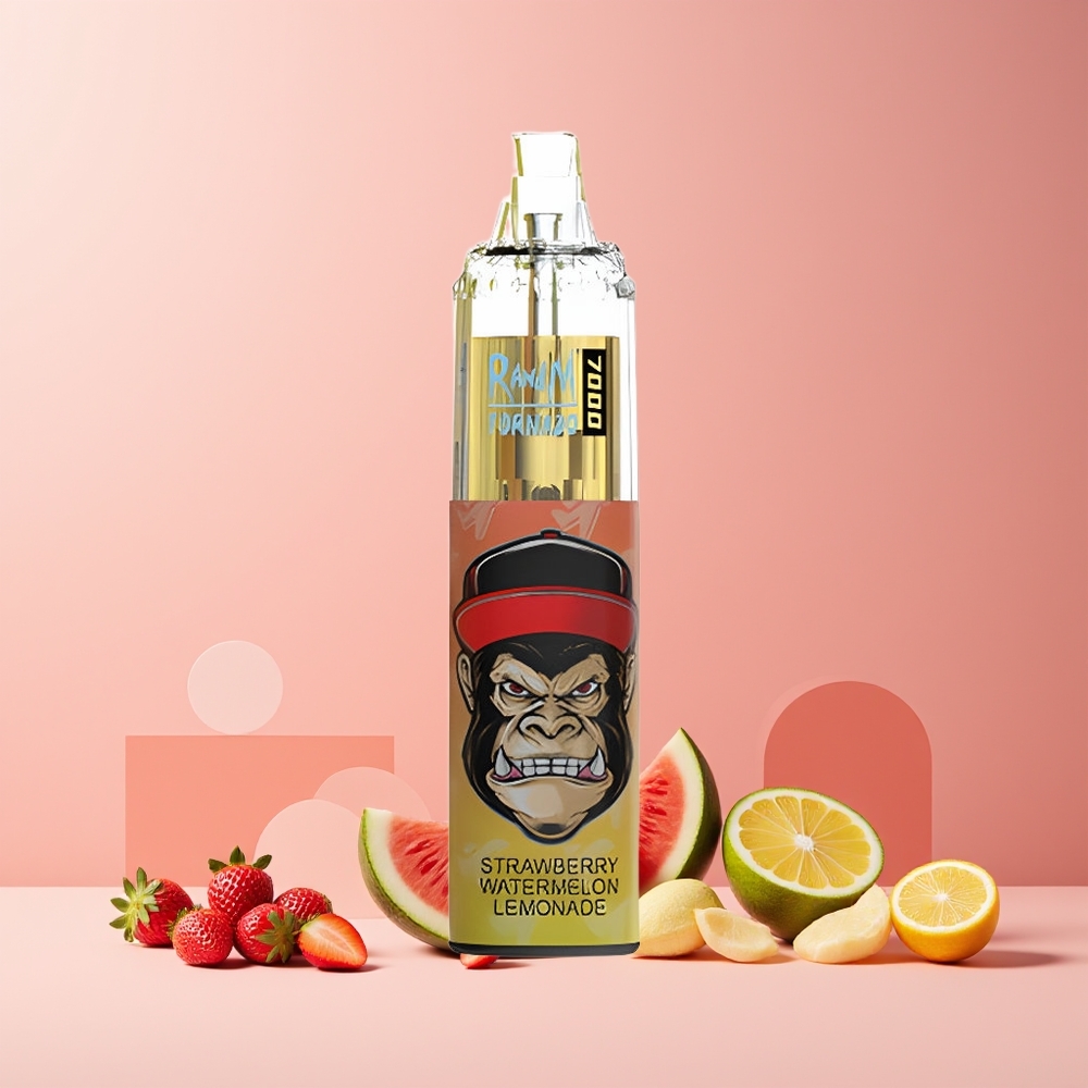 RandM Fumot Tornado 7000 Puffs France Grossiste - 14 ML E-liquide, 850 MAH, Bobine Mesh, Port Type-C, Fraise Pastèque Limonade