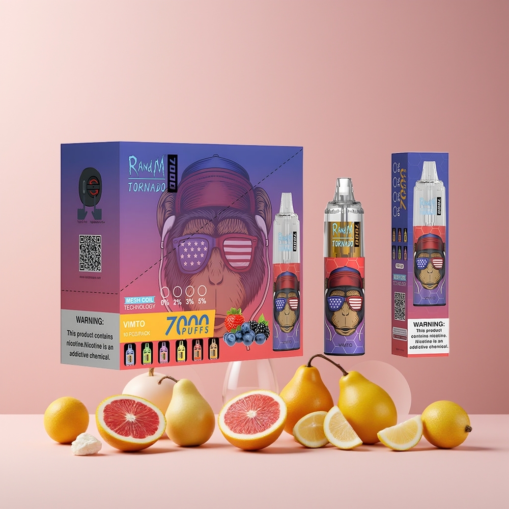 RandM Fumot Tornado 7000 Puffs France Grossiste - 14 ML E-liquide, Batterie 850 MAH, Bobine Mesh, Port Type-C, Lumière RGB