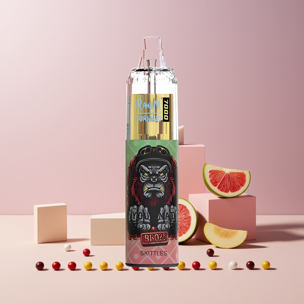 RandM Fumot Tornado 7000 Puffs France Grossiste - 14 ML E-liquide, Batterie 850 MAH, Bobine Mesh, Port Type-C, Lumière RGB, Nicotine 0%-5%, Arcs-en-Ciel