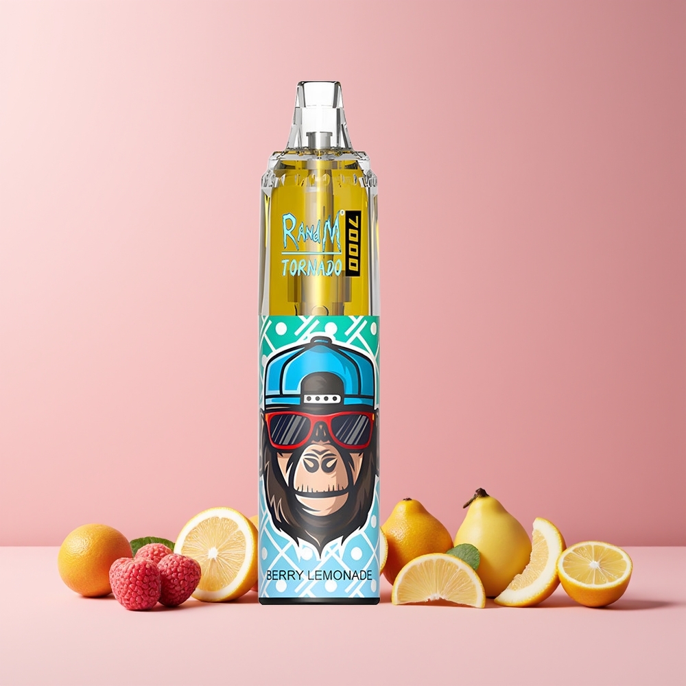 RandM Fumot Tornado 7000 Puffs France Grossiste - 14 ML E-liquide, Batterie 850 MAH, Bobine Mesh, Saveur Baie Citronnade