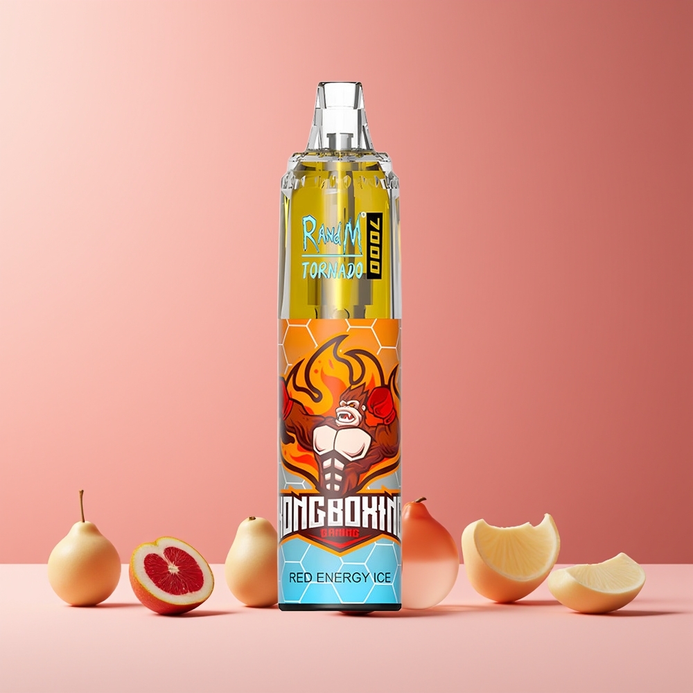 RandM Fumot Tornado 7000 Puffs France grossiste - 14 ML E-liquide, Batterie 850 MAH, Glace Rouge Énergisante