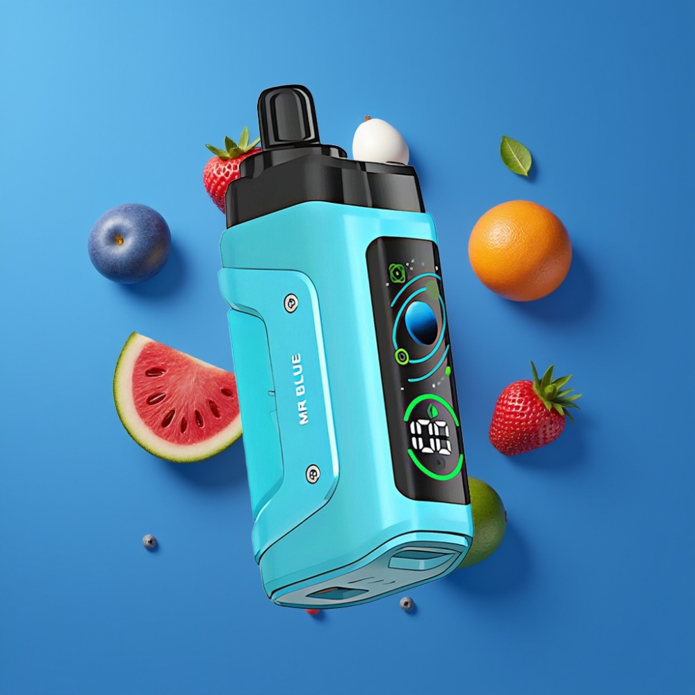 Razz Bar 45000 Puffs France Grossiste - Vape Jetable Rechargeable Type-C, 20 mg/ml Nicotine, Bobine Mesh 1.0 Ohm, Mr Bleu