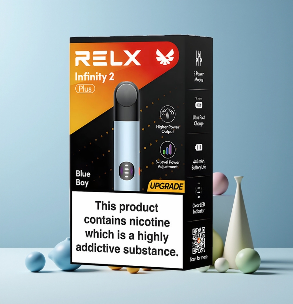 RELX Infinity 2 Plus France grossiste - Baie Bleue avec Modes Réglables (6,5W, 8W, 10W), Batterie 440mAh, Port Type-C