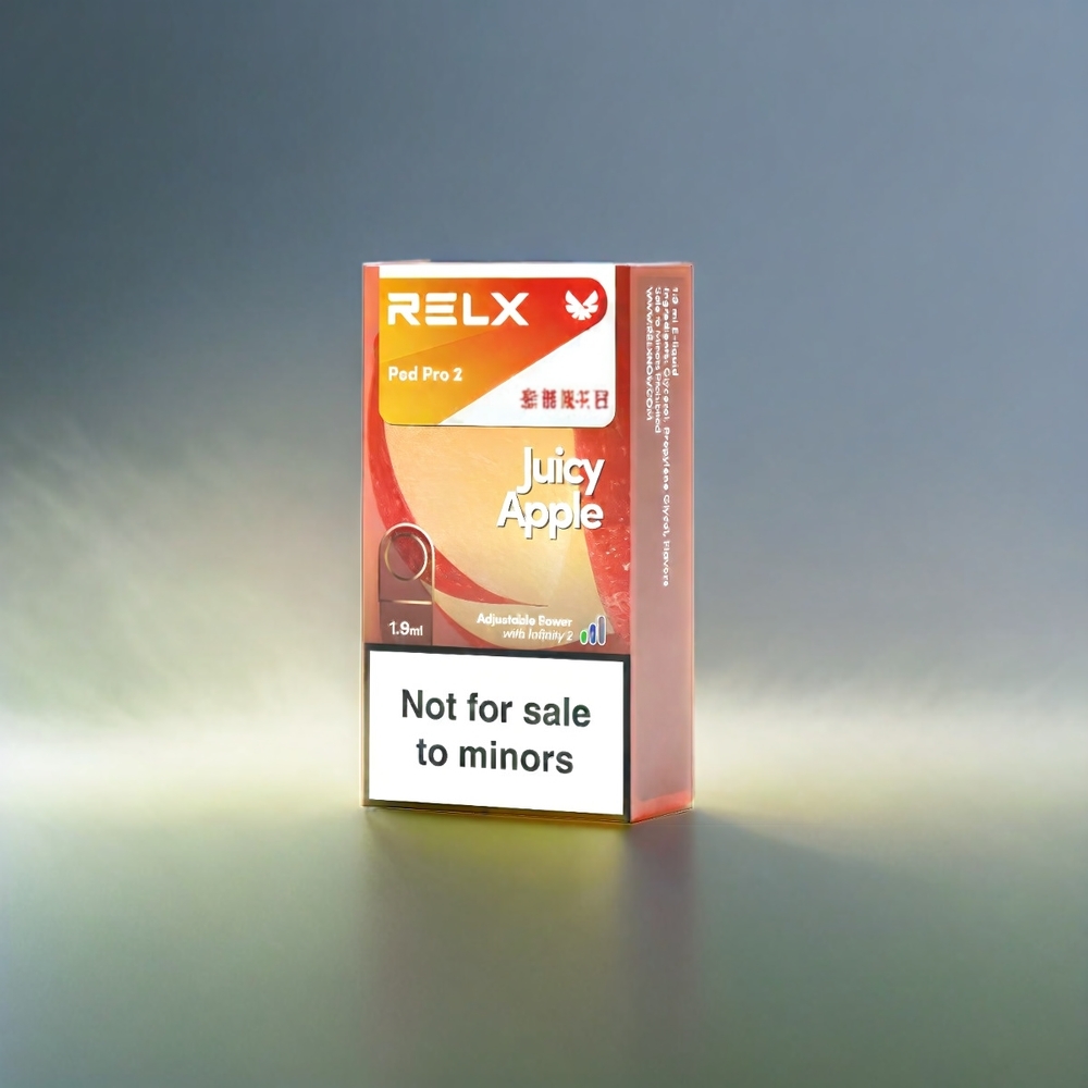 Relx Pod Pro 2 France Grosiste - 600 Puffs 1,9 ml Pomme juteuse AVEC 3 Niveaux de Nicotine (3%, 5%)